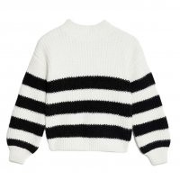 MSX233: Girls Striped Jumper- Ivory/Black (6-10 Years)